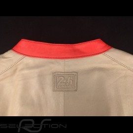 Lederjacke 24h Le Mans 66 Hunaudieres beige / türkis / rot - Herren jacket jacke
