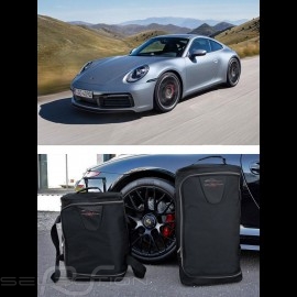 Luggage set for Porsche 992 Custom fit black fabric - Wheeled trolley plus carrier bag