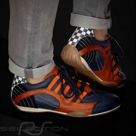 Sneaker / Basket Schuhe Style Rennfahrer Marineblau / orange - Herren