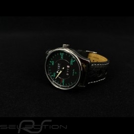 Porsche 911 250 km/h speedometer Watch chrome case / black dial / green numbers