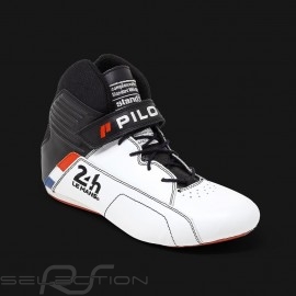Pilot shoes 24h Le Mans FIA White Leather boot - men