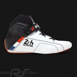 Pilotenschuh 24h Le Mans FIA Weiß Leder Boot - Herren