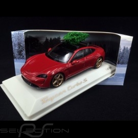 Porsche Taycan Turbo S 2020 carmin red with Christmas tree 1/43 Minichamps WAP0200000MPLG