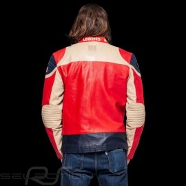 Lederjacke 24h Le Mans 66 Indianapolis rot / beige / navy blau - Herren