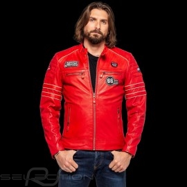 Leather jacket 24h Le Mans 66 Mulsanne Red - men