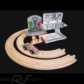 Porsche Racing  wooden track Finish podium with 1 car and 11 rails Eichhorn 109475860