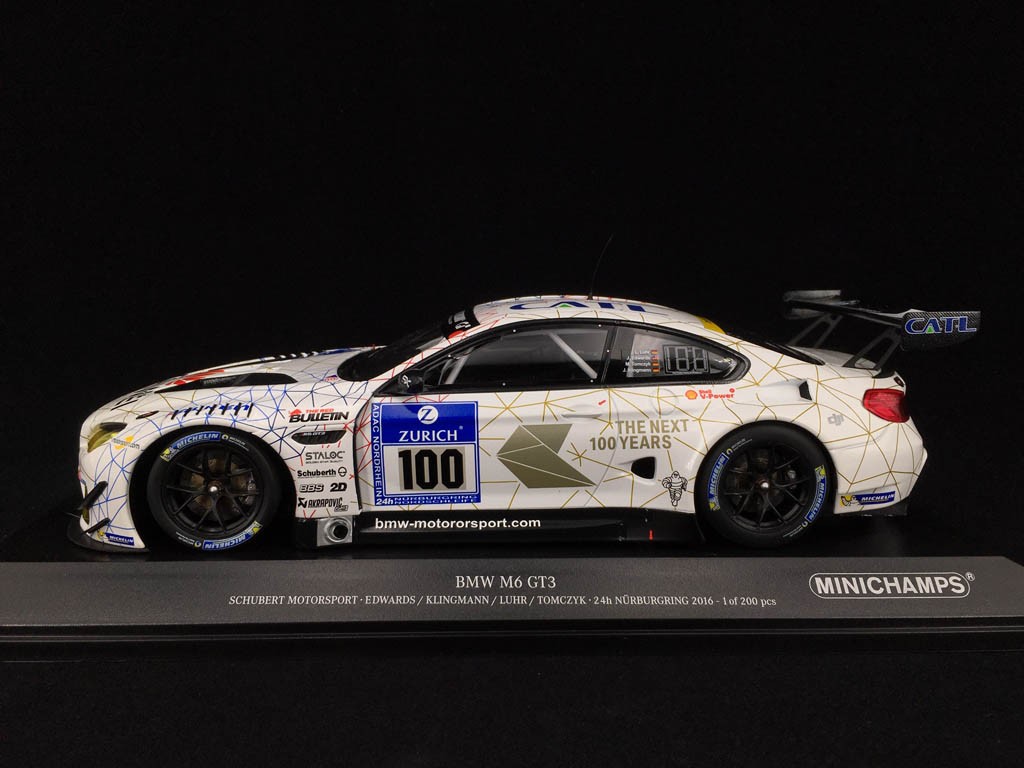 BMW M6 GT3 Schubert Motorsport n° 100 Nüburgring 2016 1/18 
