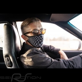 Pasha Fliesen Maske Tartan Muster Waschbare Schutzmaske Schwarz / grau Größe S - Damen
