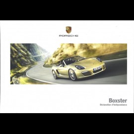 Porsche Brochure Boxster Déclaration d'indépendance 06/2013 in french ﻿WSLB1401000130