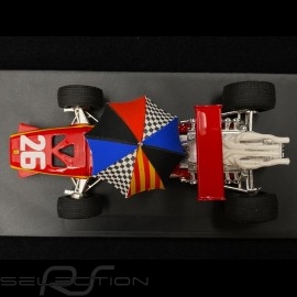 Ferrari 312 F1 Sieger Grand Prix France 1968 n° 26 mit Fahrer Jacky Ickx und Regenschirm 1/43 Brumm R171-CHU