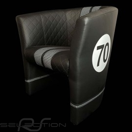 Tub chair Racing Inside n° 70 black / white / pépita fabric