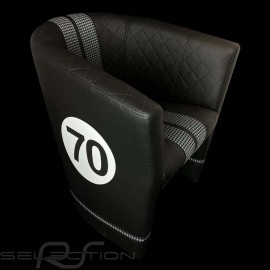 Tub chair Racing Inside n° 70 black / white / pépita fabric