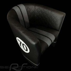 Tub chair Racing Inside n° 70 black / white / pépita fabric