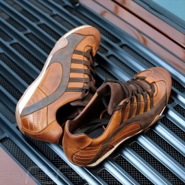 Sneaker / Basket Schuhe Rennfahrer Design Cognac Braun - Herren