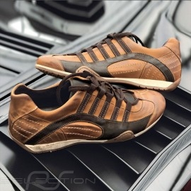 Sneaker / Basket Schuhe Rennfahrer Design Cognac Braun - Herren