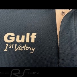 Gulf Le Mans Sieg Vintage Poloshirt Petrolblau - Herren