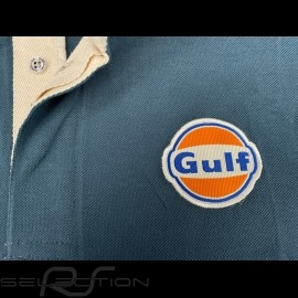 Gulf Le Mans Sieg Vintage Poloshirt Petrolblau - Herren