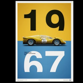 Poster Ferrari 412P Yellow Spa-Francorchamps 1967 Limited Edition