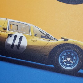 Ferrari Poster 412P Gelb Spa-Francorchamps 1967 Limitierte Auflage