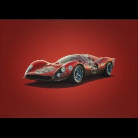 Poster Ferrari 412P Red 24 hours of Daytona 1967 Limited Edition