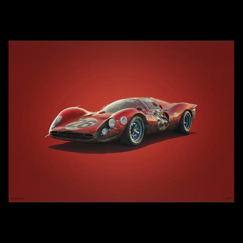 Poster Ferrari 412P Red 24 hours of Daytona 1967 Limited Edition