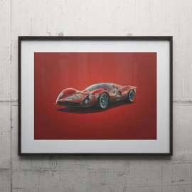 Ferrari Poster 412P Rot 24-Stunden-Rennen von Daytona 1967 Limitierte Auflage