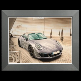 Porsche Poster Porsche 911 Type 991 Targa GTS Deauville Aluminium Rahmen François Bruère - N137