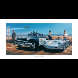 Porsche 550 James Dean Cary Grant original drawing by Benjamin Freudenthal