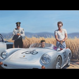 Porsche 550 James Dean Cary Grant original drawing by Benjamin Freudenthal