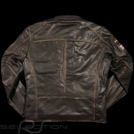 Leather jacket Jo Siffert Classic driver Dark brown aged - men