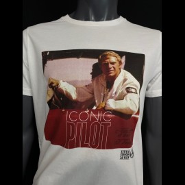 Steve McQueen T-shirt Iconic Pilot White Hero Seven - men