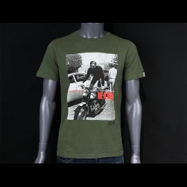Steve McQueen T-shirt Moto Stay cool be a hero Khaki Green Hero Seven - men