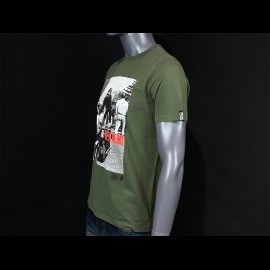 Steve McQueen T-shirt Moto Stay cool be a hero Khaki Green Hero Seven - men