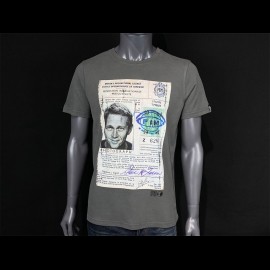 T-Shirt Steve McQueen Driving License Grau Hero Seven - Herren