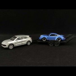 Pullback Set Porsche Cayenne Turbo mit Anhänger und 911 Turbo 1/43 Welly MAP01093020