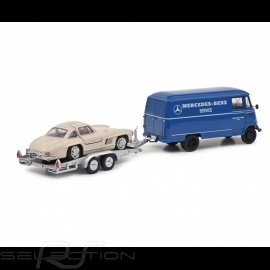 Duo Transporter Mercedes-Benz L319 and Mercedes 300 SL 1955 White 1/43 Schuco 450253900