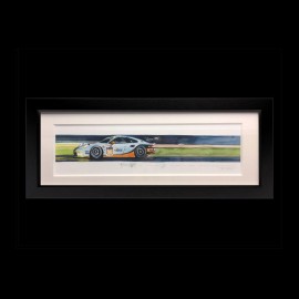 Porsche 991 RSR Gulf Racing 24h le Mans 2018 Schwarz Holzrahmen 15 x 35 cm Limitierte Auflage Uli Ehret - 750