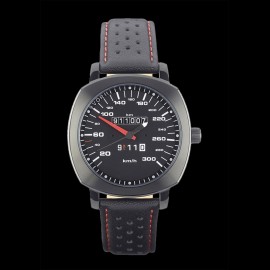 Porsche 911 Automatikwerk Uhr 300 km/h Tachometer schwarz kissenförmigen Gehäuse / schwarz Wahl / weiße Zahlen