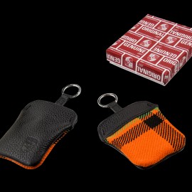 Porsche Classic Key case Leather / Fabric Black / Tartan orange PCG91410010