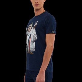 McQueen T-shirt "The Man In Le Mans" Victory Marineblau Hero Seven - Herren
