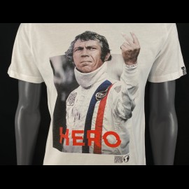 McQueen T-shirt  "The Man In Le Mans" Victory White Hero Seven - Men