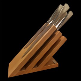 Magnetic wooden block + 4 knives Type 301 Design by F.A. Porsche Chroma K14