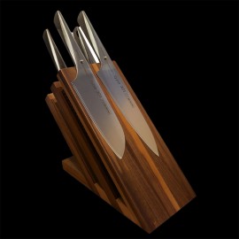 Magnetic walnut wooden block + 4 knives Type 301 Design by F.A. Porsche Chroma K15