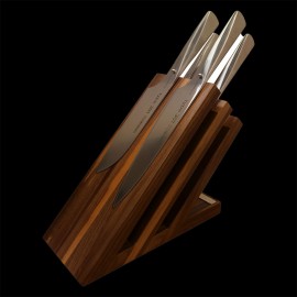 Magnetic walnut wooden block + 4 knives Type 301 Design by F.A. Porsche Chroma K15