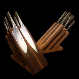 Magnetic walnut wooden block + 4 knives Type 301 Design by F.A. Porsche Chroma K15