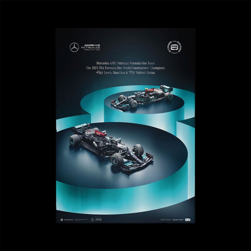 Poster Mercedes-AMG Petronas F1 8th Constructor's title 2021 Hamilton Bottas Collector's edition