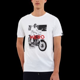 Steve McQueen T-shirt Motorrad Weiß Hero Seven - herren
