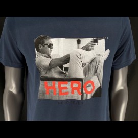 Steve McQueen T-shirt Gun Navy Blue Hero Seven - men