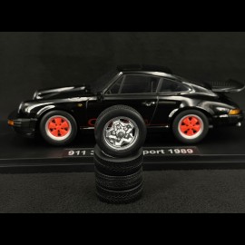 Set mit 4 Porsche 911 Carrera Clubsport Hackmesser Felgen und Reifen Silber 1/18 KK Scale KKDCACC021