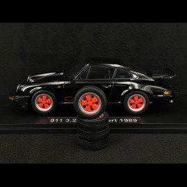 Set of 4 wheels with Porsche 911 Carrera Clubsport rims Red 1/18 KK Scale KKDCACC023